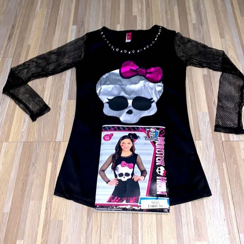 Monster High doll Shirt Halloween Costume Ghoul cosplay Fishnet long sleeve goth